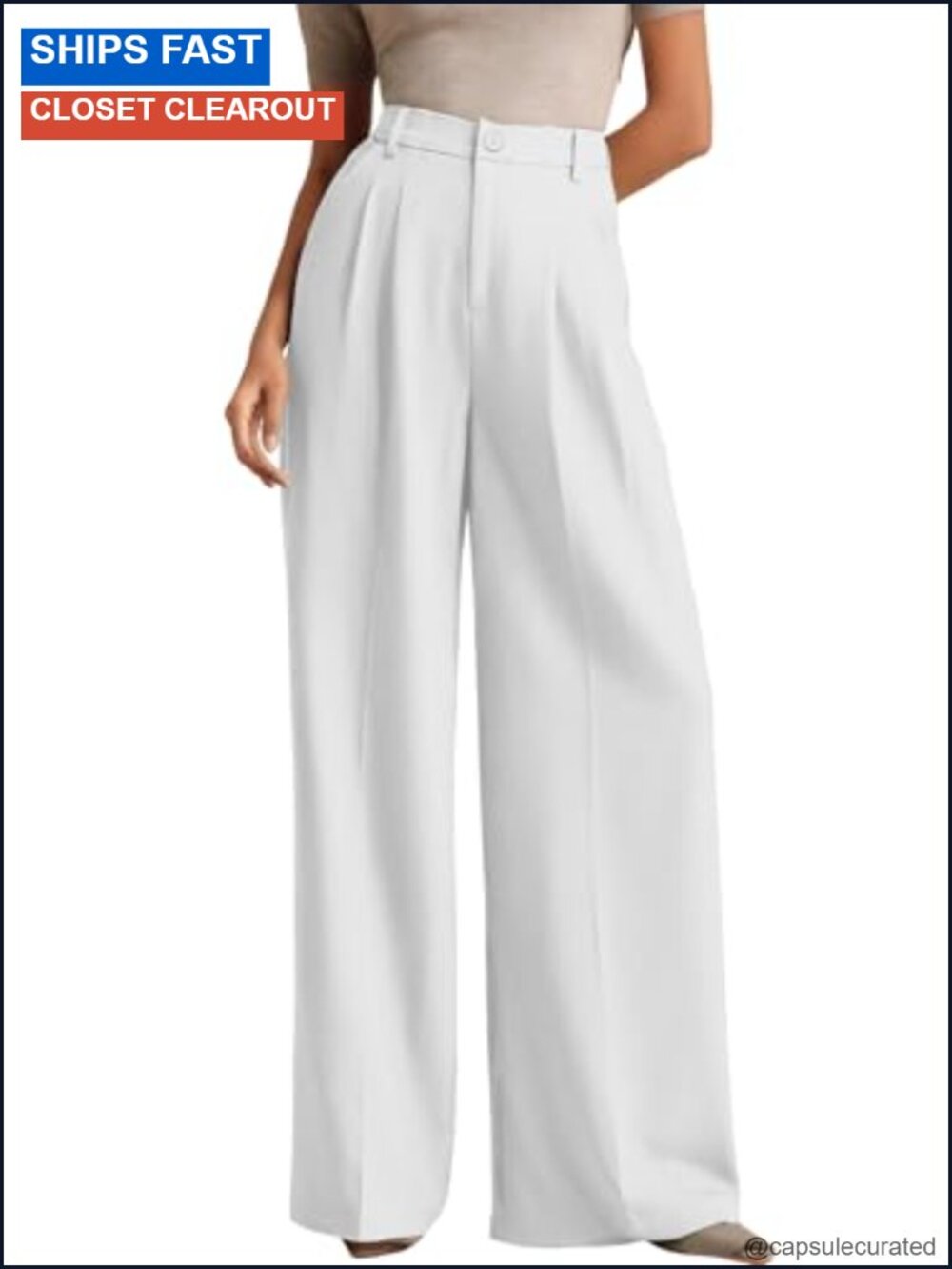 Women's Wide Leg High Waisted Dress Pants Pleated Trouser Work Office